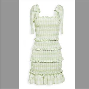 Charina Sarte Smocked Matilda Dress Green Linen Small